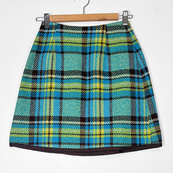 VTG 60s Gurian Plaid Mini Wrap Skirt Womens XS Mod Preppy Tartan Academia - Picture 2 of 8